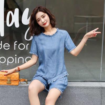 BỘ JEAN DENIM ĐÙI PHỐI LAI TUA RUA - NJ973